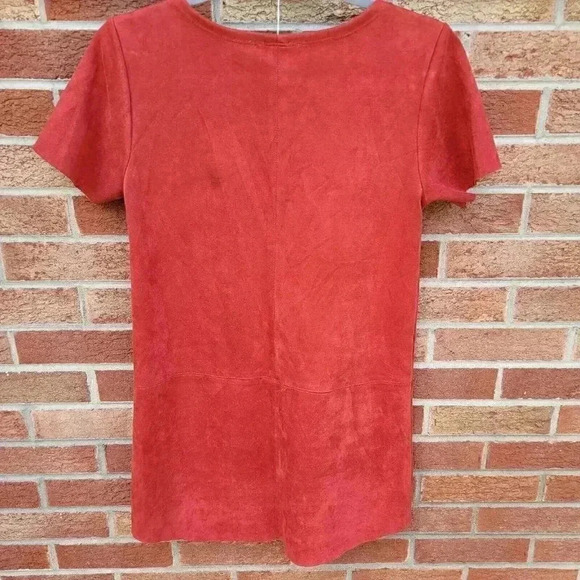 Vintage How. Very. Loved. Orange Mini Dress Women's Size Small Suede Raw Hem - Picture 3 of 6